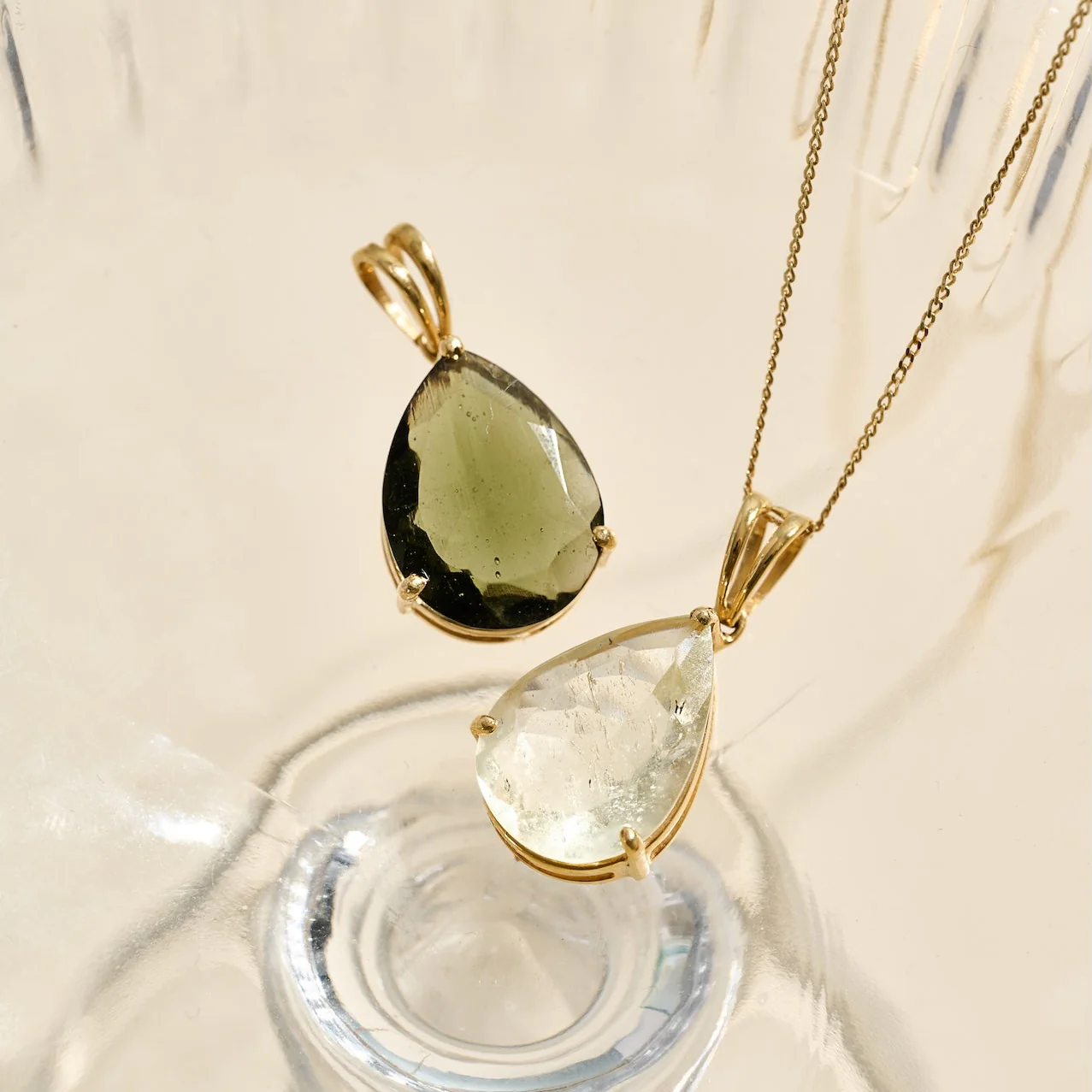 14K Solid Gold Moldavite Necklace - Image 4