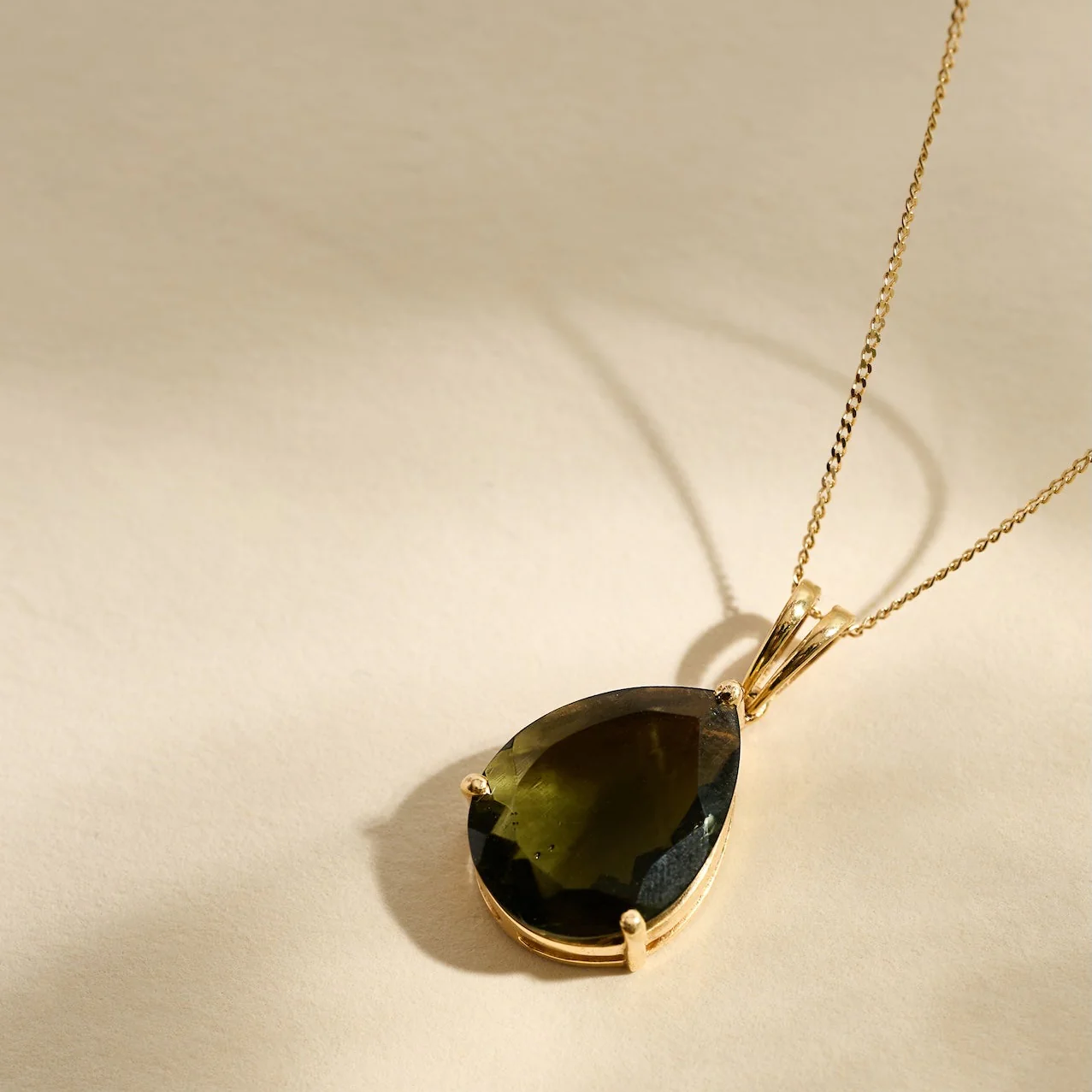 14K Solid Gold Moldavite Necklace - Image 3