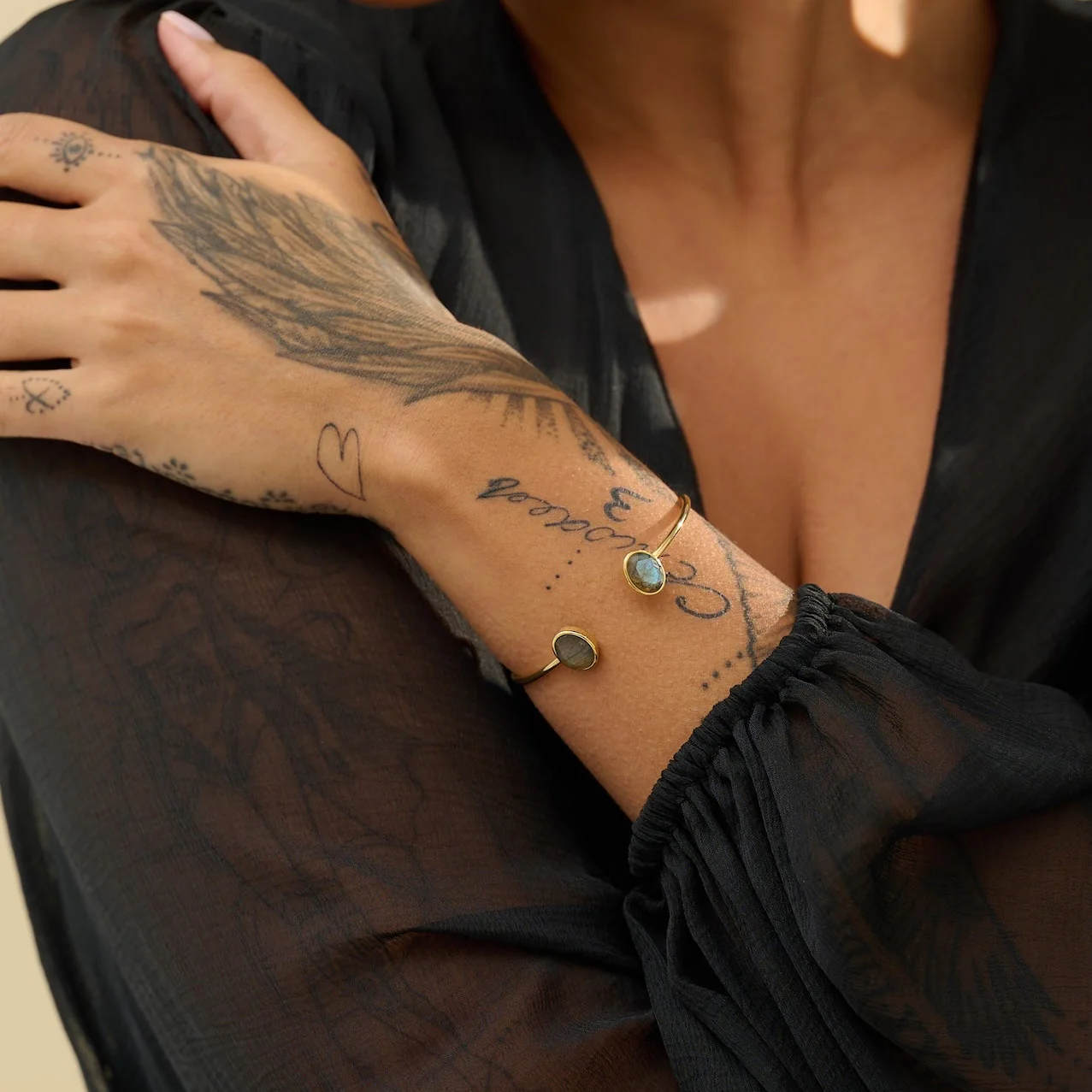 The 'Yara' Labradorite Cuff Bangle | Protection | Inner Strength | Transformation - Image 2