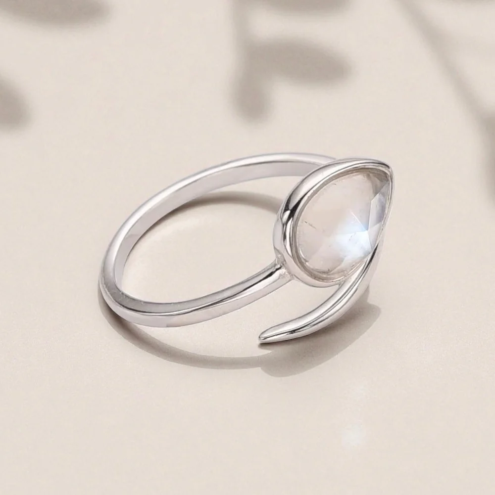 The 'Rebirth' Moonstone Silver Adjustable Ring | Divine Feminine Power | Intuition | Spiritual Growth - Image 2