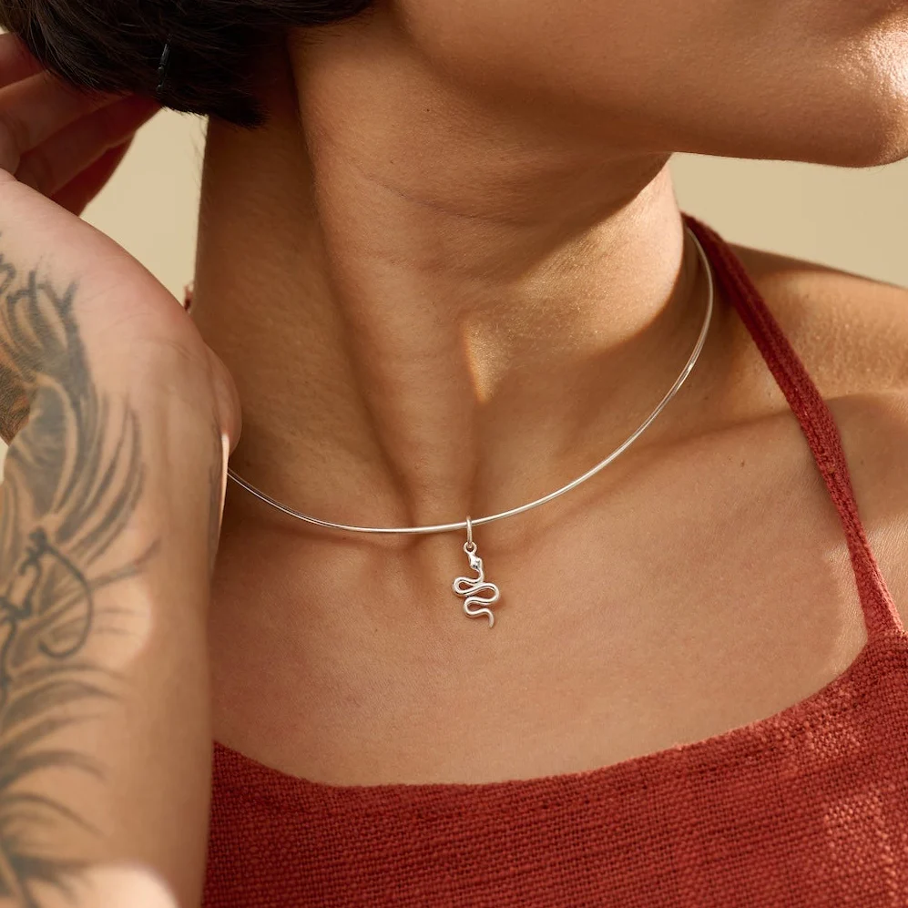 The Snake Choker Solid 925 Sterling Silver Necklace