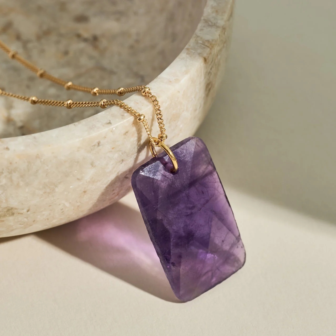The 'Thea' Amethyst Gold Necklace | Peace | Calm | Tranquility