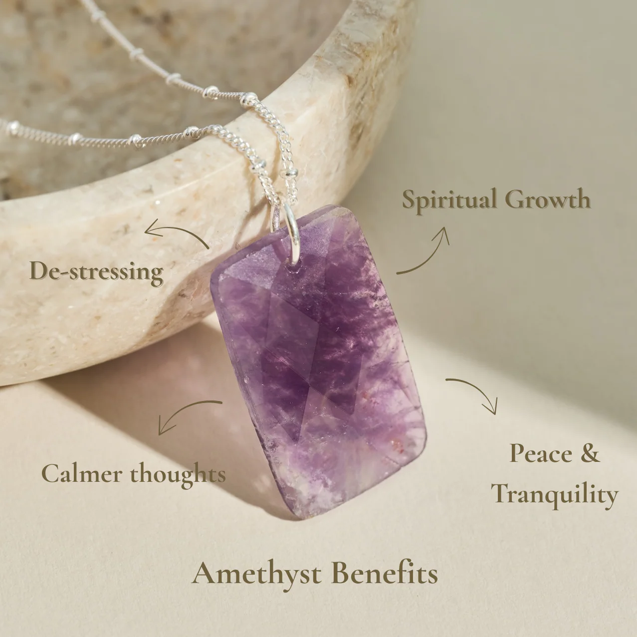 The 'Thea' Amethyst Silver Necklace | Peace | Calm | Tranquility - Image 4