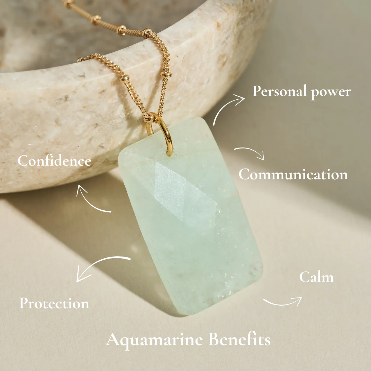 The 'Thea' Aquamarine Gold Necklace | Calm | Harmony | Confidence - Image 4