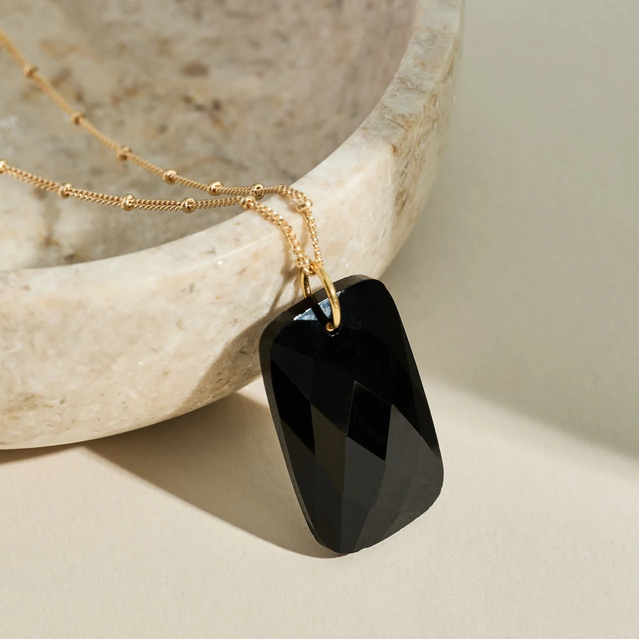 The 'Thea' Black Obsidian Gold Necklace | Protection | Grounding | Balance - Image 4