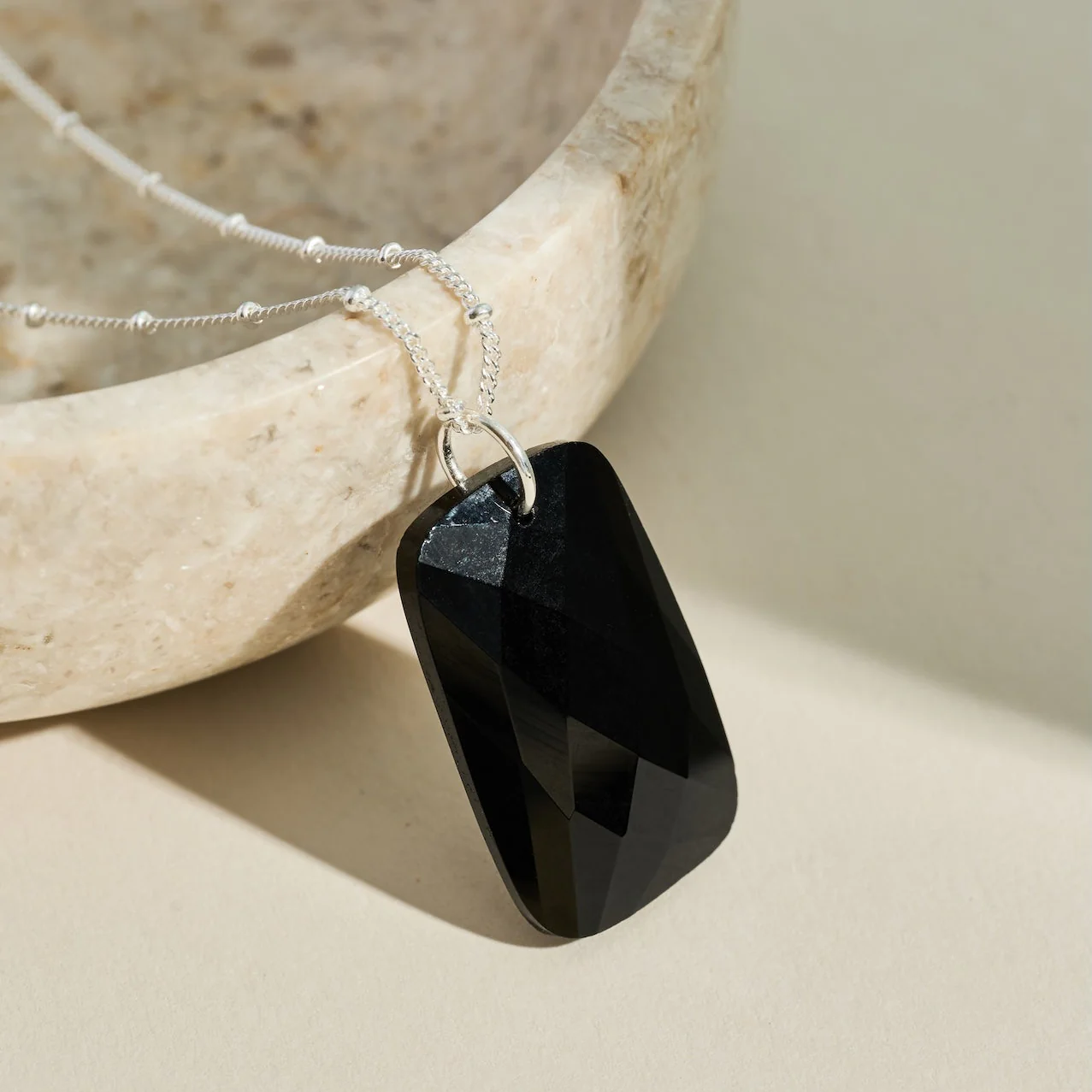 The 'Thea' Black Obsidian Silver Necklace | Protection | Grounding | Balance - Image 2