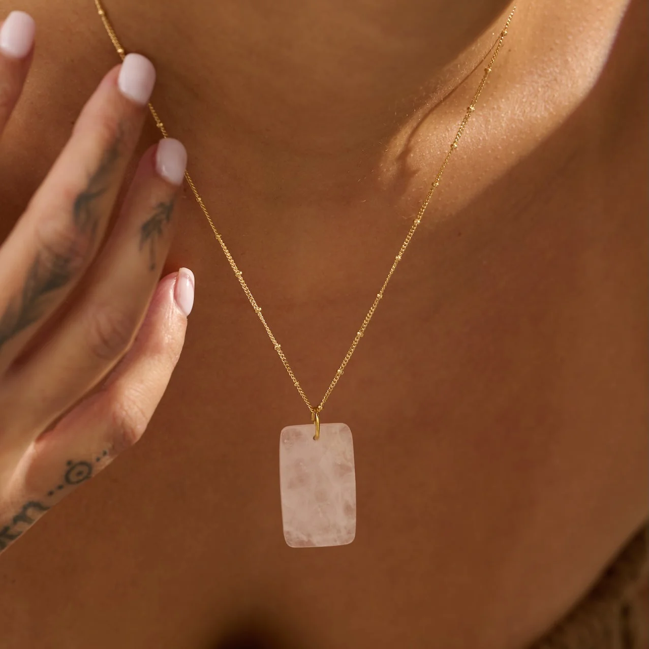 The 'Thea' Rose Quartz Gold Necklace | Self-Love | Soul Mate | Healing