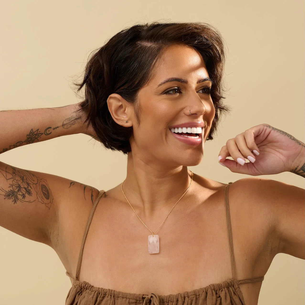 The 'Thea' Rose Quartz Gold Necklace | Self-Love | Soul Mate | Healing - Image 4