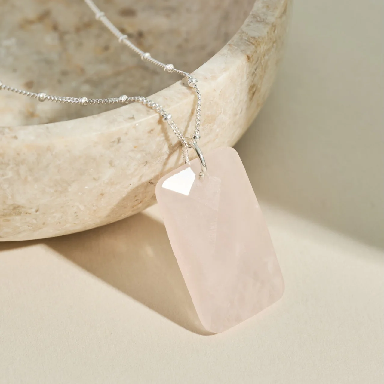 The 'Thea' Rose Quartz Silver Necklace | Self-Love | Soul Mate | Healing - Image 2