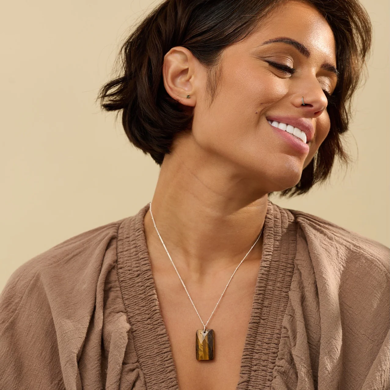 The 'Thea' Tigers Eye Silver Necklace | Bravery | Confidence | Grounding - Image 2