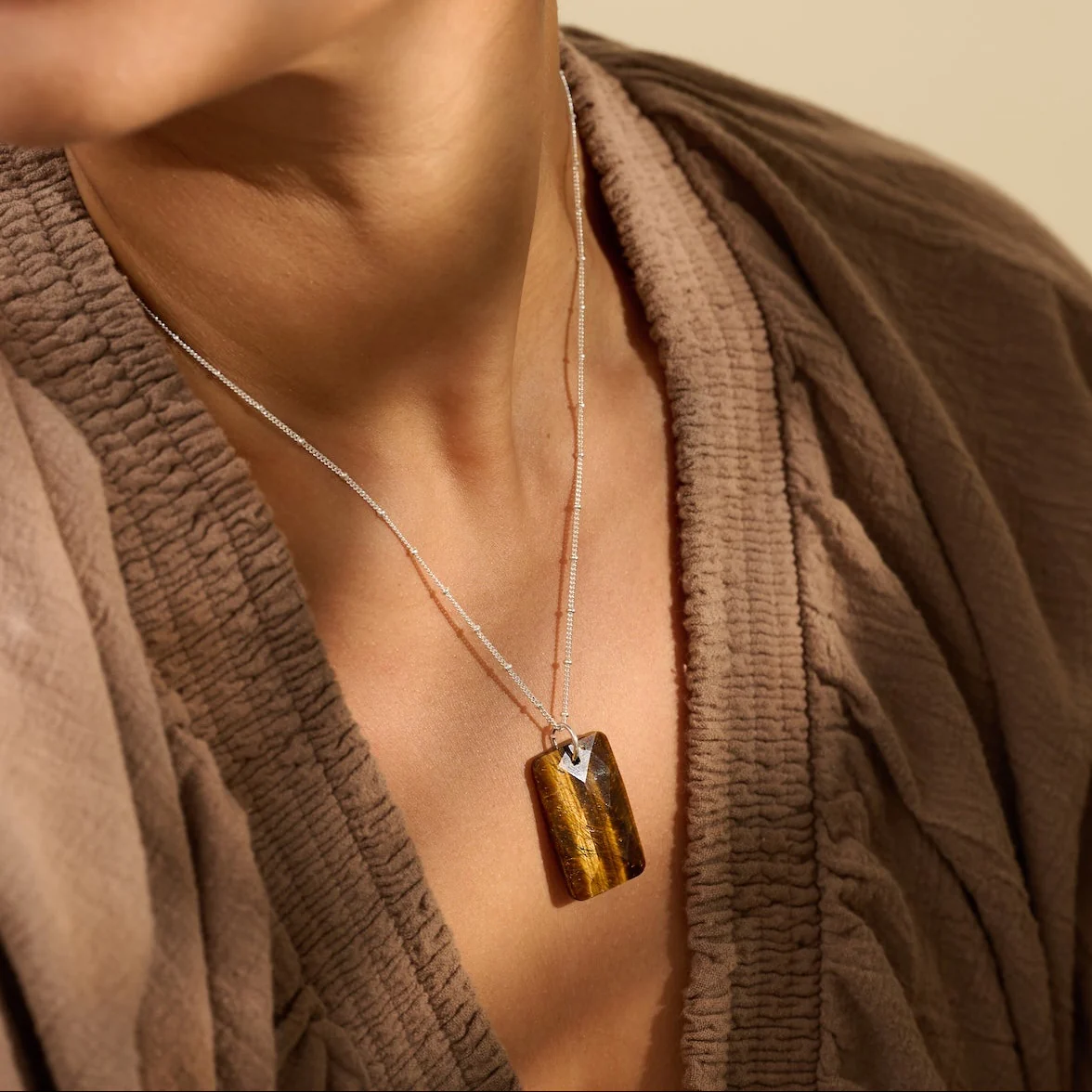 The 'Thea' Tigers Eye Silver Necklace | Bravery | Confidence | Grounding - Image 4